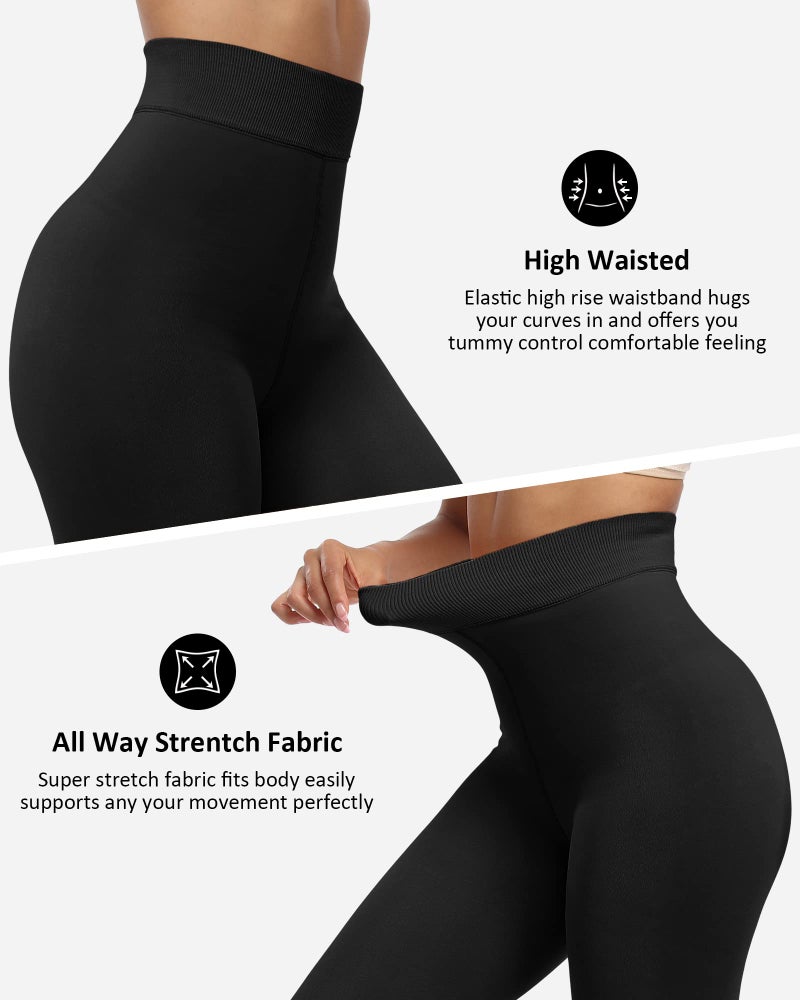 NORMOV Winter Warm Fleece Lined Leggings Women,Thick Thermal Velvet Tights (Black-M/L) - Image 4